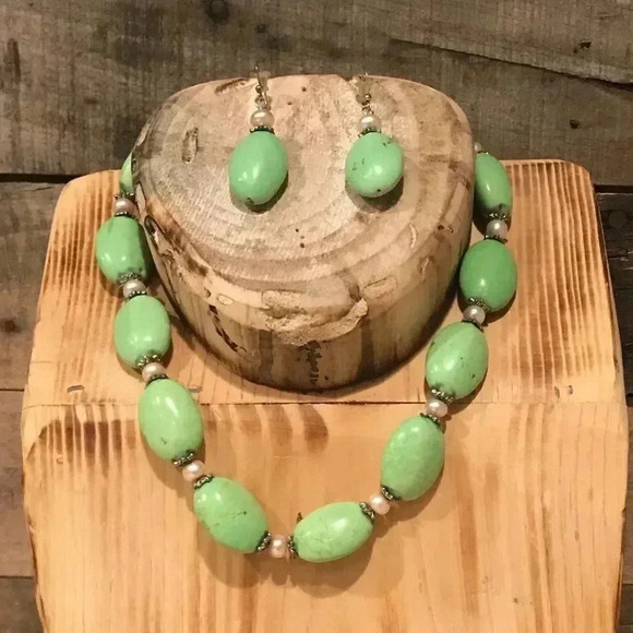 Chinese turquoise and fresh water pearl set - Picture 3 of 3